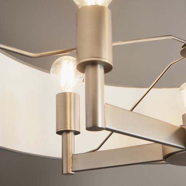 Abażurowy żyrandol L&-181002 Light& na łańcuchu nikiel szary