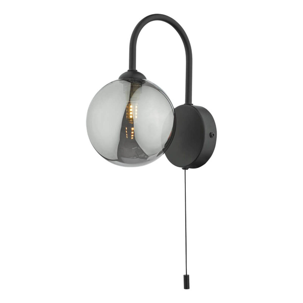 Kulista lampa ścienna Eissa EIS0722 do salonu czarny przydymiony