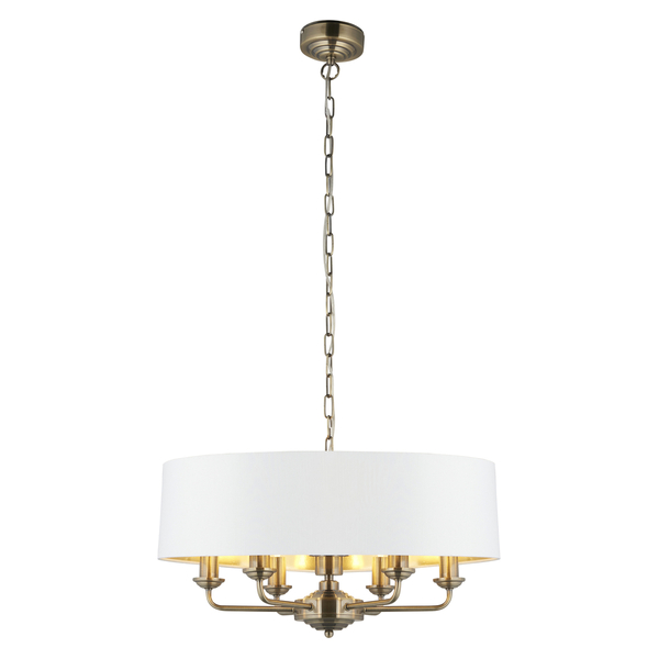 Lampa wisząca Highclere 98933 Endon na łańcuchu biała mosiądz