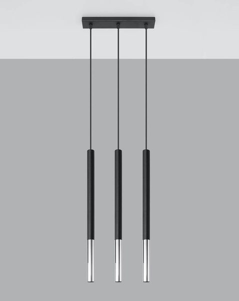 Wisząca LAMPA kaskada SL.0886 metalowa OPRAWA tuby ZWIS na listwie czarny chrom