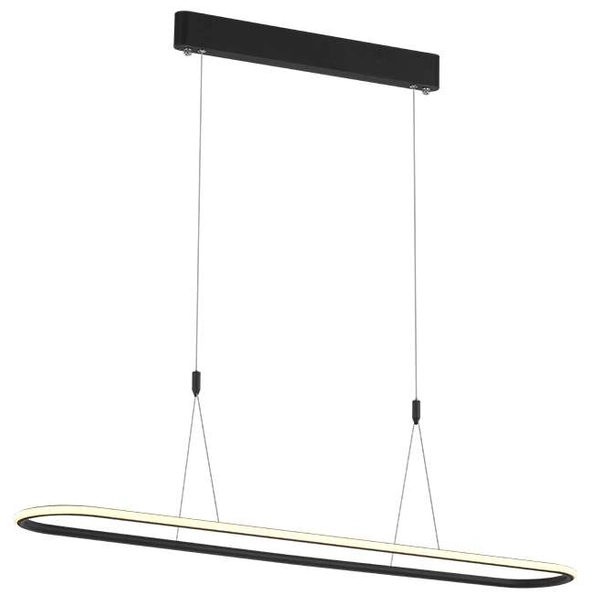 LAMPA wisząca SLIM/000001/3000/B MDECO metalowa OPRAWA owalny ZWIS LED 37W 3000K nad stół czarny