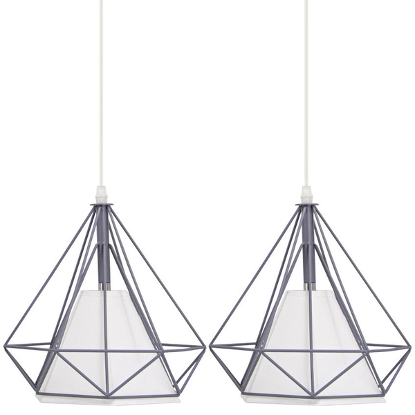 Industrialna LAMPA wisząca Piramida 8803/3 ZWIS - 03 Elem druciana OPRAWA metalowy ZWIS piramidy szare białe