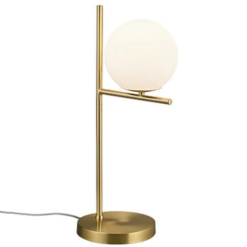 Stojąca LAMPA stołowa NYXIS DL108502000 Trio modernistyczna LAMPKA szklana kula mosiądz biała