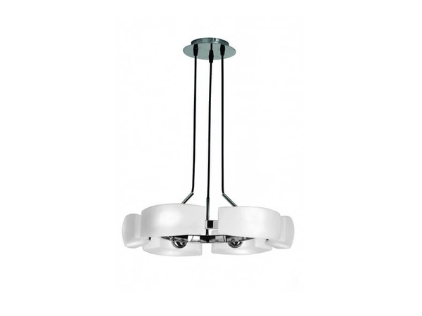 Szklana lampa wisząca Fiona do kuchni nad stół biała chrom