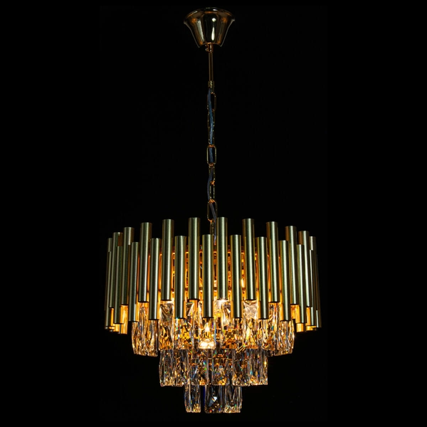 Kryształowa lampa wisząca Bari 6230/4 TR glamour okrągła złota