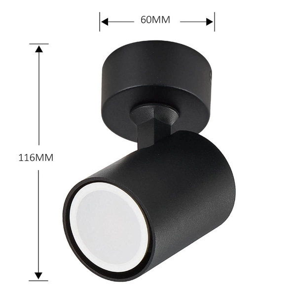 Regulowana LAMPA sufitowa SNOW LP-731/1W BK Light Prestige metalowa OPRAWA spot reflektorek tuba czarna