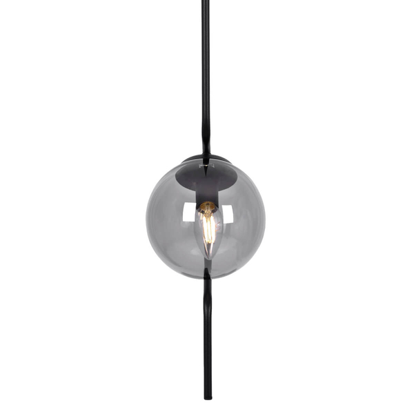 Industrialna lampa wisząca Neva K-5330 bańka zwis metalowa szklana czarna