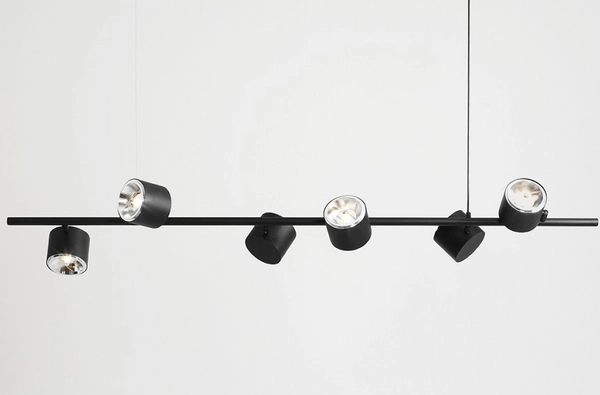 Wisząca lampa metalowa Bot 1047K Aldex loftowa na listwie nad wyspę czarna