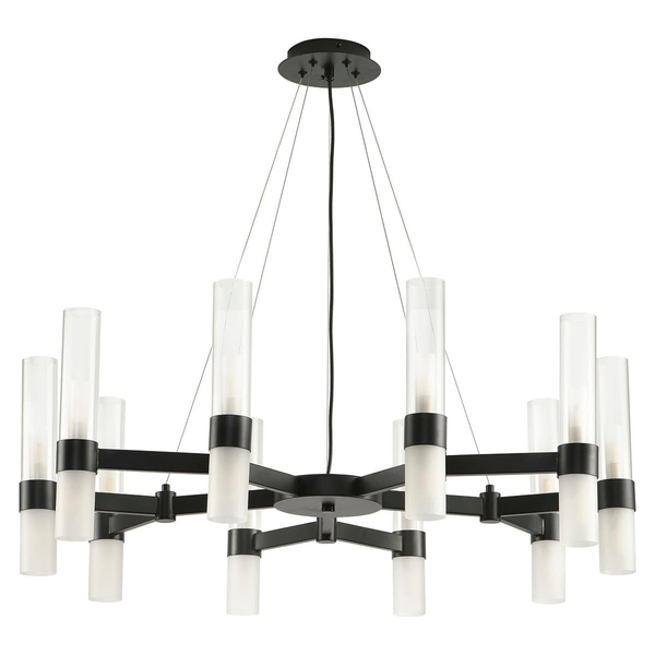 Nowoczesny żyrandol do salonu Candela DN1505-10 black Step szklane czarne