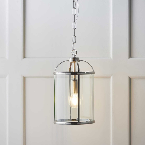 Metalowa lampa wisząca Lambeth 70323 Endon do pokoju srebrna przezroczysta