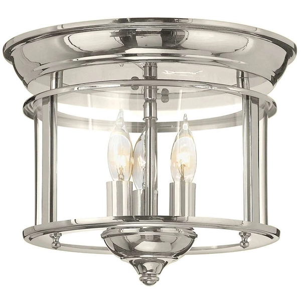 Sufitowa LAMPA industrialna HK-GENTRY-F-PN Elstead HINKLEY szklana OPRAWA plafon okrągły świecznikowy nikiel przezroczysty