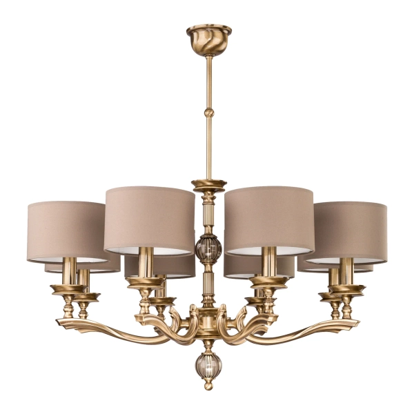Żyrandol klasyczny do salonu Tivoli TIV-ZW-8 (P) beżowy mosiądz