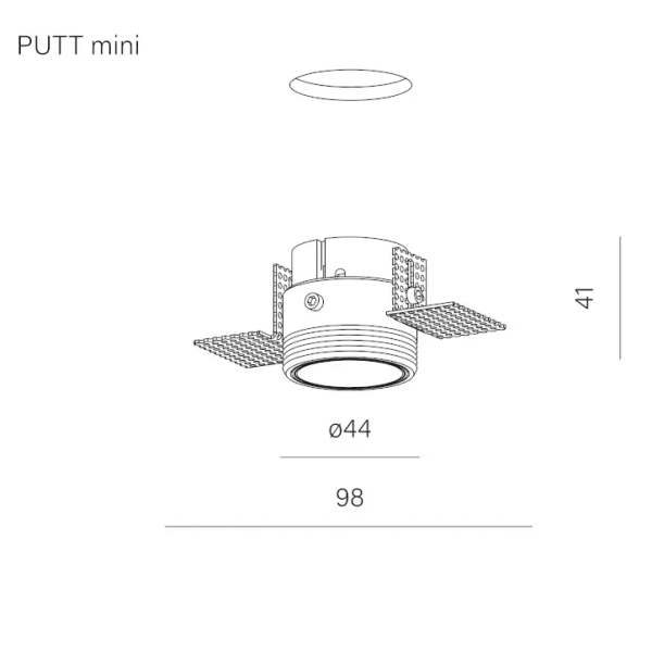Wpuszczana lampa sufitowa oczko czarne PUTT LED 4,5W 3000K na korytarz 38014-M930-WB-00-12