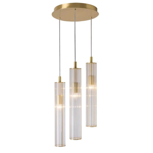 Kaskadowa lampa wisząca Aria 1221 Zuma tuby przezroczysty mosiądz