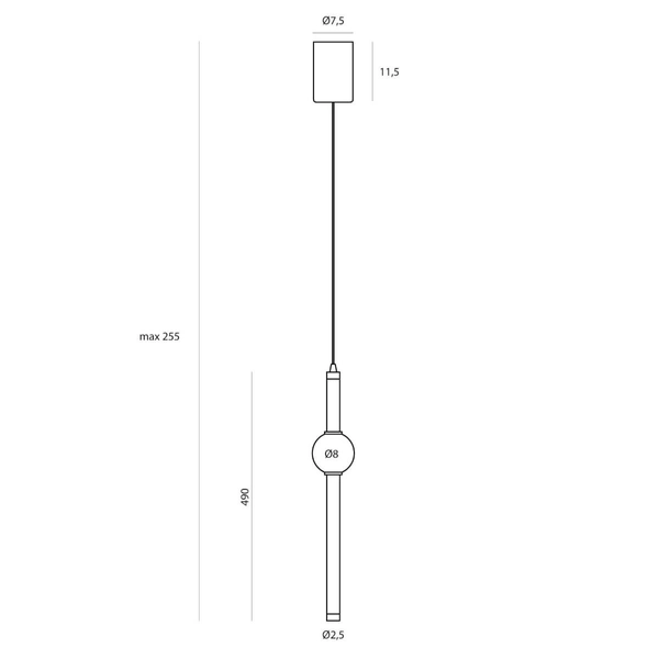 Salonowa lampa wisząca VERDES P0612 LED 10W 3000K kula tuba czarna