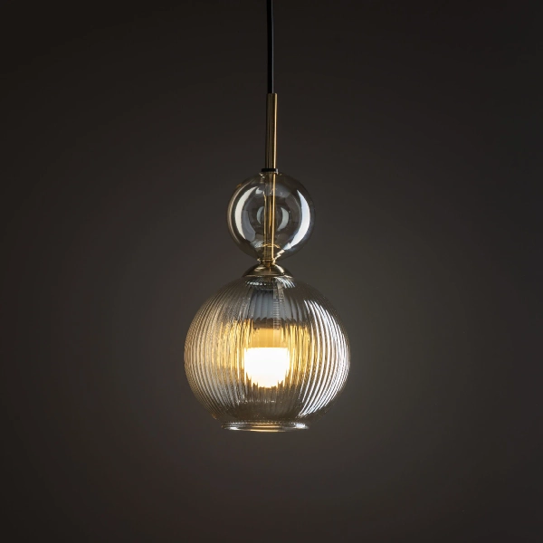 Glamour zwisająca lampa Sophia Cognac 11040 ryflowana brązowy