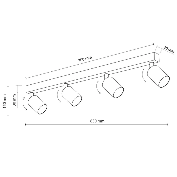 Sufitowa lampa na listwie Top 5969 tuby do gabinetu złota czarna