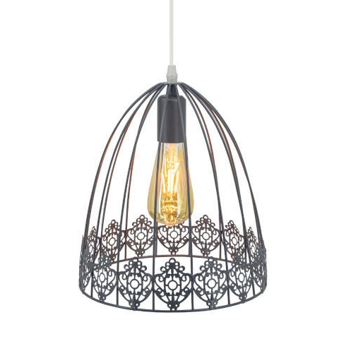 Industrialna LAMPA wisząca Klatka 6802/3 ZWIS - 02 Elem metalowa OPRAWA loftowy ZWIS druciane klatki szare