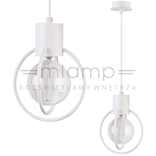Wisząca LAMPA druciana AURA KOŁO 31099 Sigma industrialna OPRAWA zwis metalowy drut loft biały