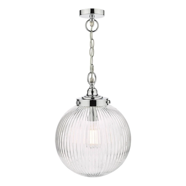 Wisząca lampa kulista Tamara TAM0150-IP44 szklana na łańcuchu IP44 chrom