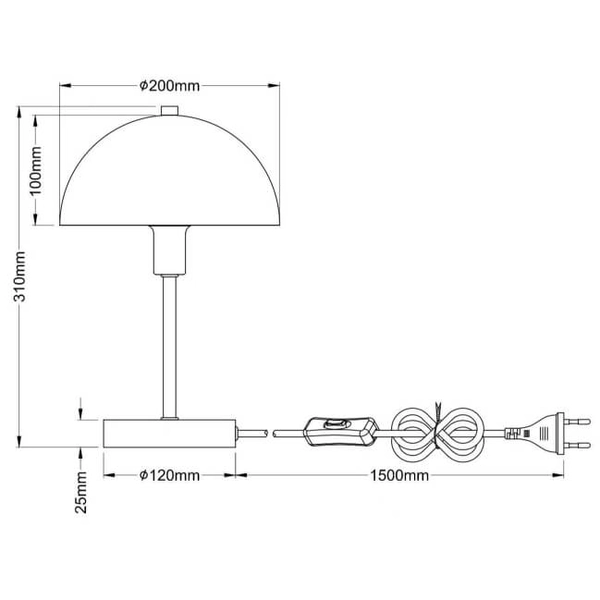 Stołowa lampa do salonu Atoma 24009S kopuła grzybek szara