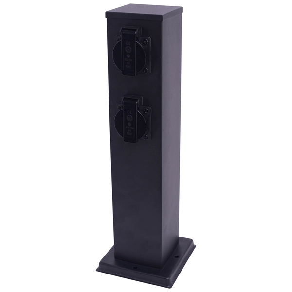 Słupek 2-gniazda Electric EKO0432 na taras metalowy czarny