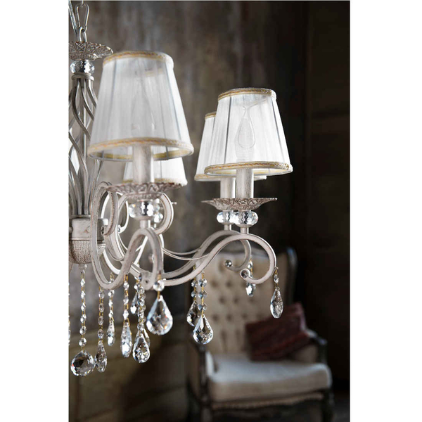 Żyrandol LAMPA wisząca GRACE ARM247-08-G Maytoni abażurowa OPRAWA zwis glamour z kryształkami złoty biały