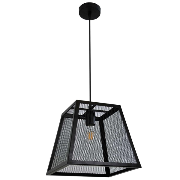 LAMPA wisząca MADERA 310354 Polux metalowa OPRAWA klatka zwis siatka czarna