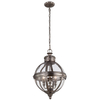 LAMPA wisząca FE-ADAMS-3P-ANL Elstead FEISS metalowa OPRAWA rustykalna ZWIS kula ball na łańcuchu nikiel przezroczysta