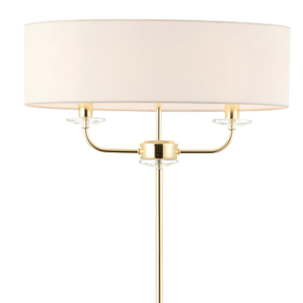 Lampa stojąca Nixon 70563 Endon owalny klosz podwójna mosiądz ecru
