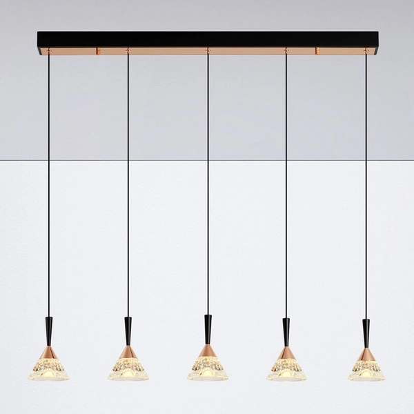 Lampa wisząca na belce GUAY LE44216 LED 30W 3000K crystals czarna złota