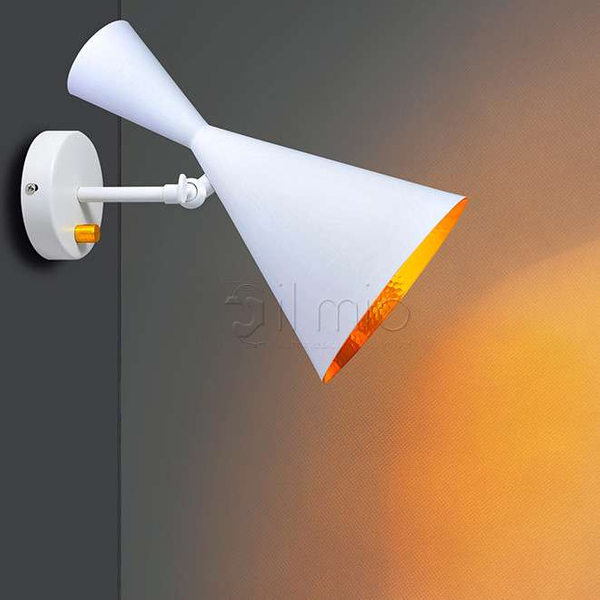 Kinkiet LAMPA ścienna MODERN 308009 Polux metalowa OPRAWA skandynawska stożek biały złoty