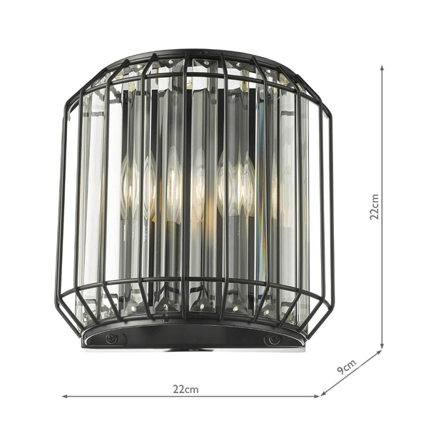 Lampa ścienna kryształowa Naeva NAE0922 Dar Lighting przezroczysta czarna