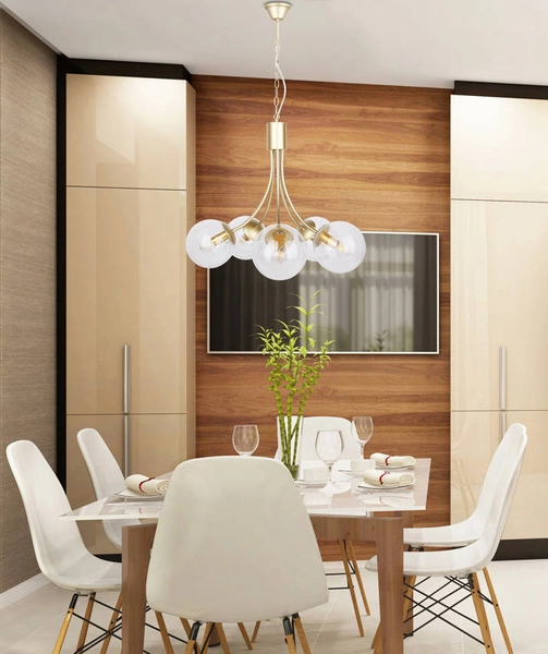 Modernistyczny żyrandol na łańcuchu Dani balls złoty