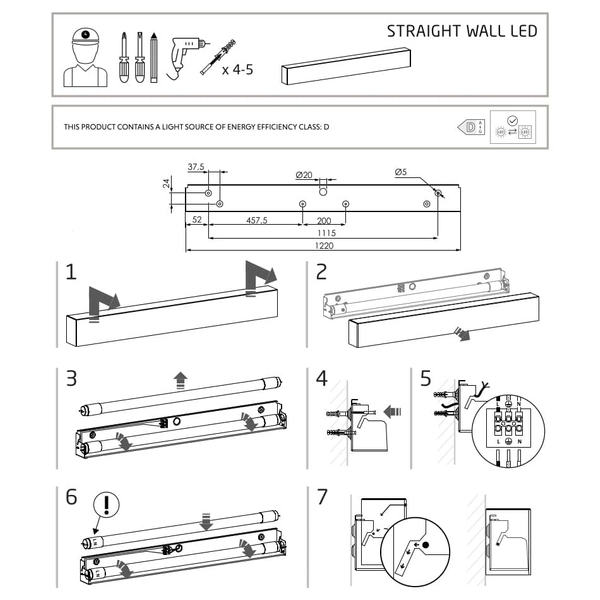 Kinkiet podłużny belka Straight Ceiling 7566 Nowodvorski na przedpokój biały