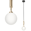 Pojedyncza lampa wisząca Eri I szklana kula ball biała złota