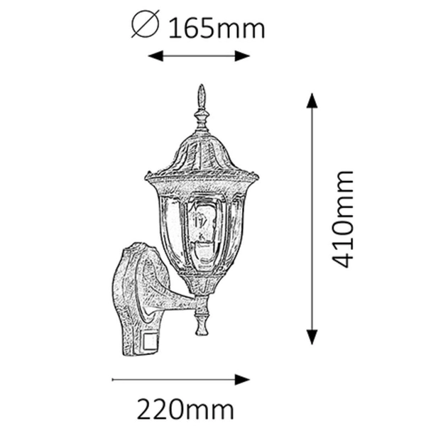Ogrodowa lampa ścienna Milano 8370 Rabalux IP43 czujnik ruchu złota
