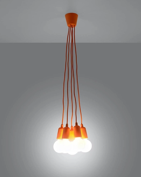 Wisząca LAMPA industrialna SL.0586 kable OPRAWKA pająk ZWIS kable przewody pomarańczowa