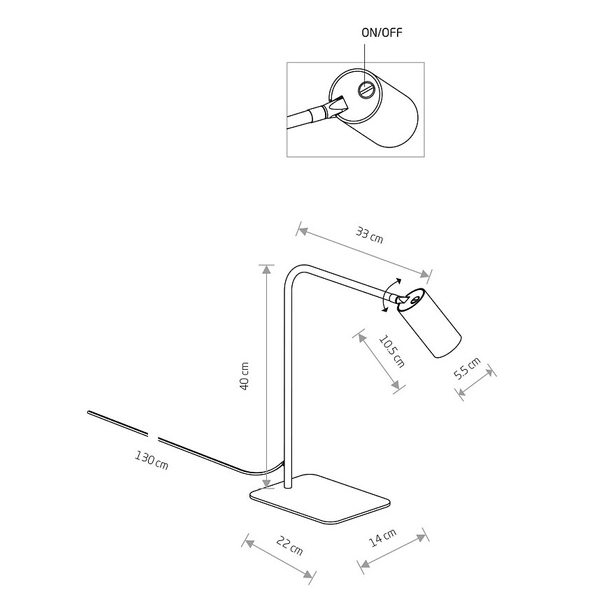 Biała lampka na stolik Mono 7713 stojąca lampa z włącznikiem