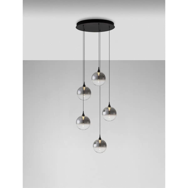 Szklana lampa wisząca LURVELA LE45130 LED 20W 3000K szara czarna