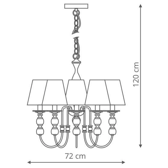 Żyrandol LAMPA wisząca GRADO LP-888/5P Light Prestige abażurowa OPRAWA zwis na łańcuchu biały patyna
