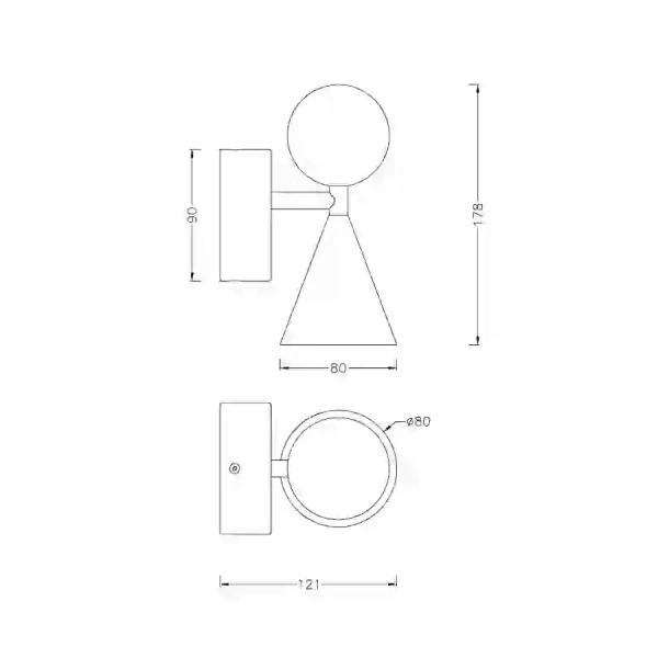 Ścienna lampa trawertynowa BINGO czarna W0444 1xLED 8W 3000K stożek