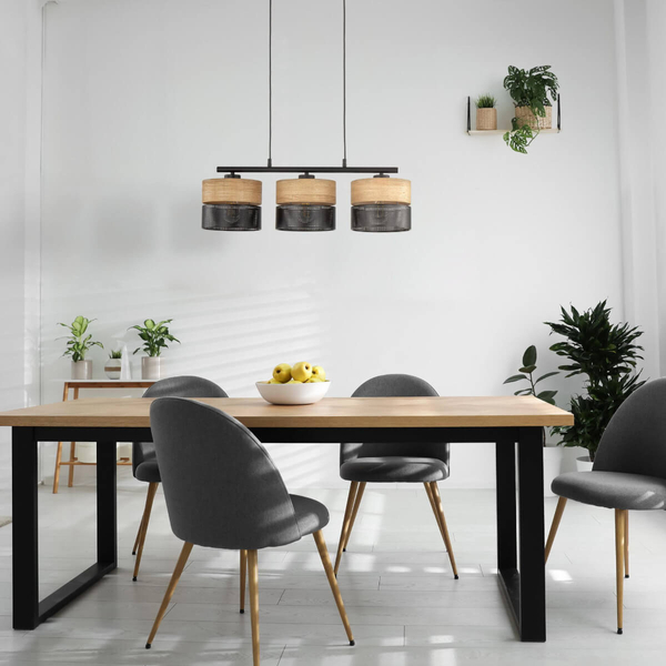 Potrójna lampa wisząca Nicol 4801 TK Lighting tuby drewniany czarny