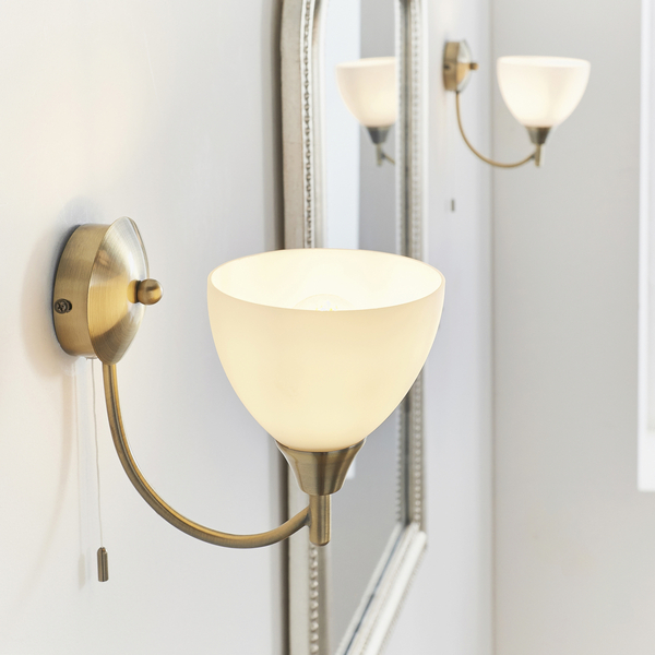 Lampa ścienna Alton 1805-1AN Endon kielich szklany nad stół mosiądz
