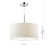 Lampa wisząca RONDA biała tkaninowa metalowa abażur nowoczesna 3xE27 do salonu RON102