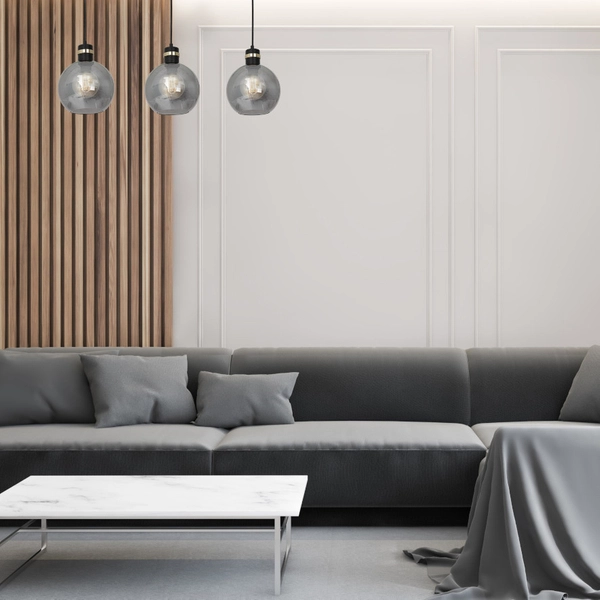 Loftowa LAMPA wisząca OMEGA MLP6531 Milagro okrągła OPRAWA szklany ZWIS kule na listwie czarne przezroczyste