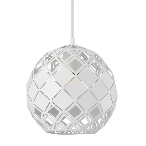 Kulista lampa wisząca Paulela PND-34221-1S-WH metalowa biała do sypialni