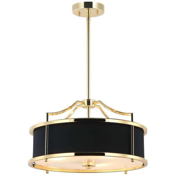 LAMPA okrągła Stanza Gold Nero S Orlicki Design wisząca OPRAWA abażurowa w stylu klasycznym czarna złota