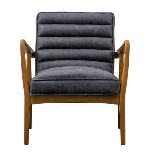 Fotel pikowany skórzany Datsun 5055999229227 czarny brązowy