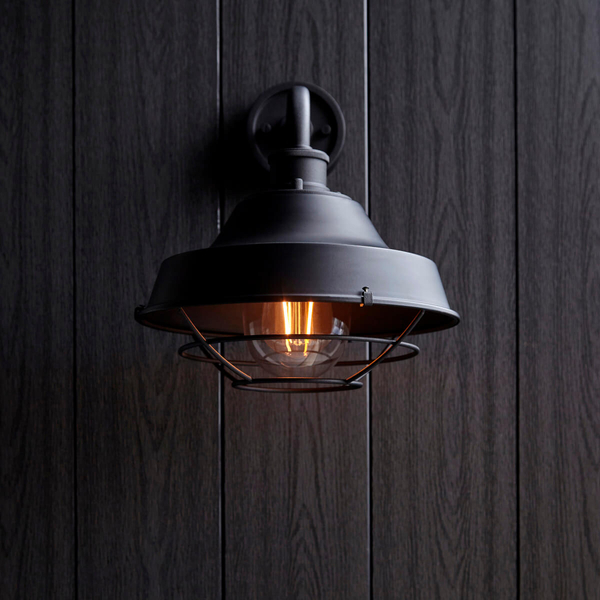 Kopułowa lampa ścienna L&-195888 IP44 czarny przezroczysty